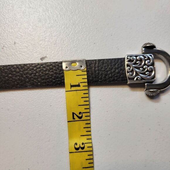 Chico's Hip Belt Black Leather and Silver Toned Chain and Toggle Style Buckle - Picture 11 of 12